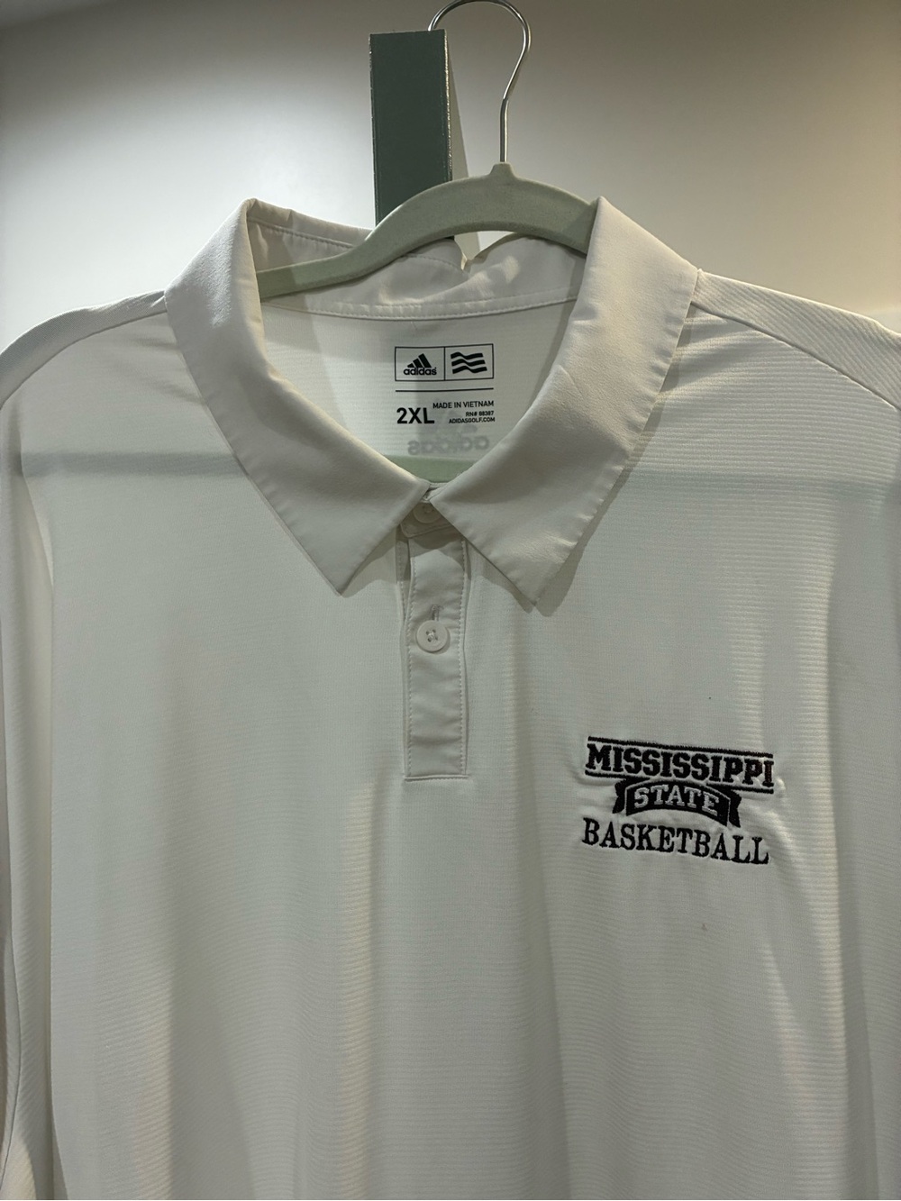 adidas White Mississippi State Basketball Polo xxl